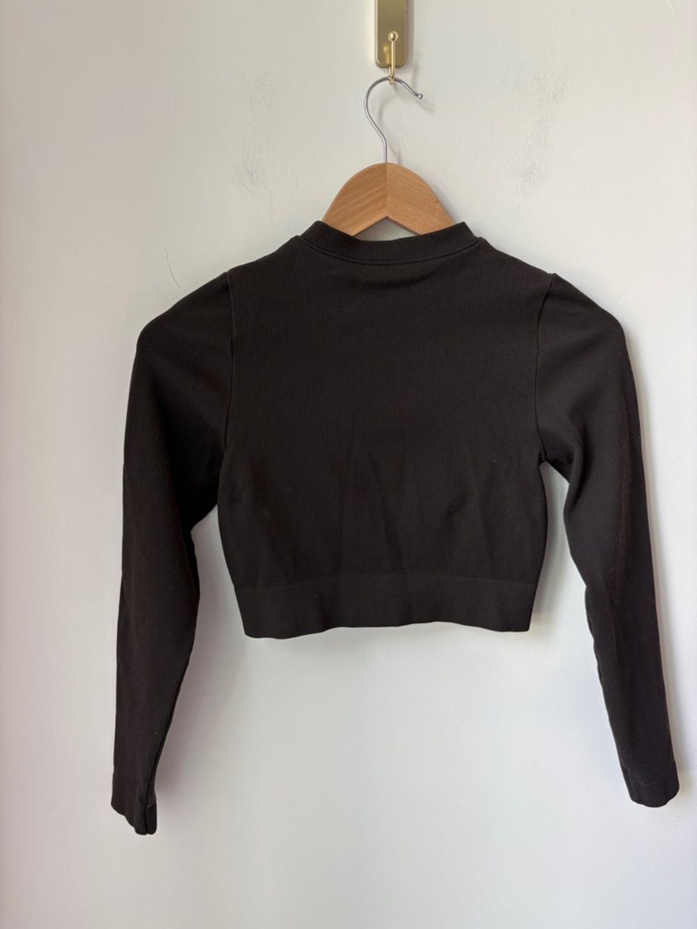 SET Active Sculptflex Jacket Ribbed in Espresso Brown Zip Front Cropped Size S - Picture 3 of 7